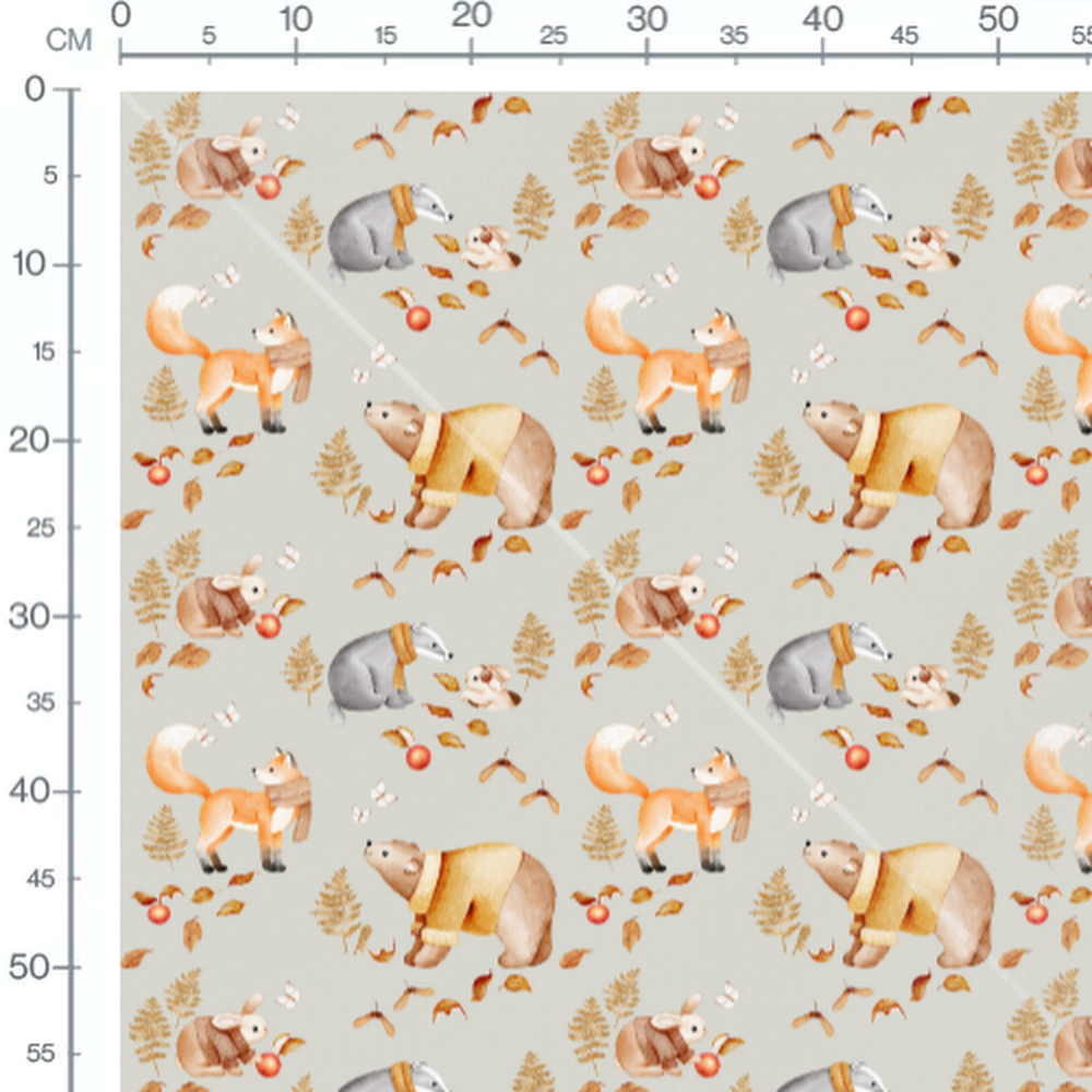 Tissu - Animaux en écharpes automnales