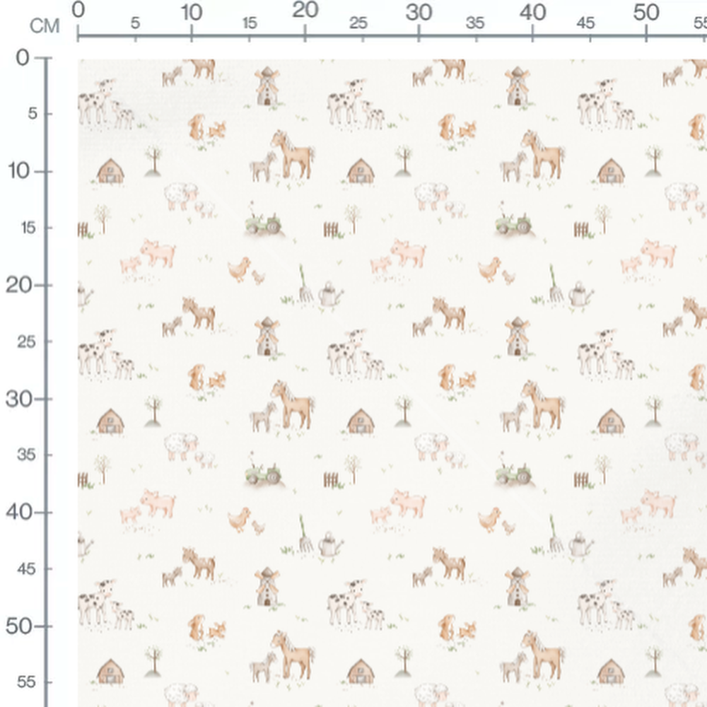 Tissu - Animaux de ferme pastel 2
