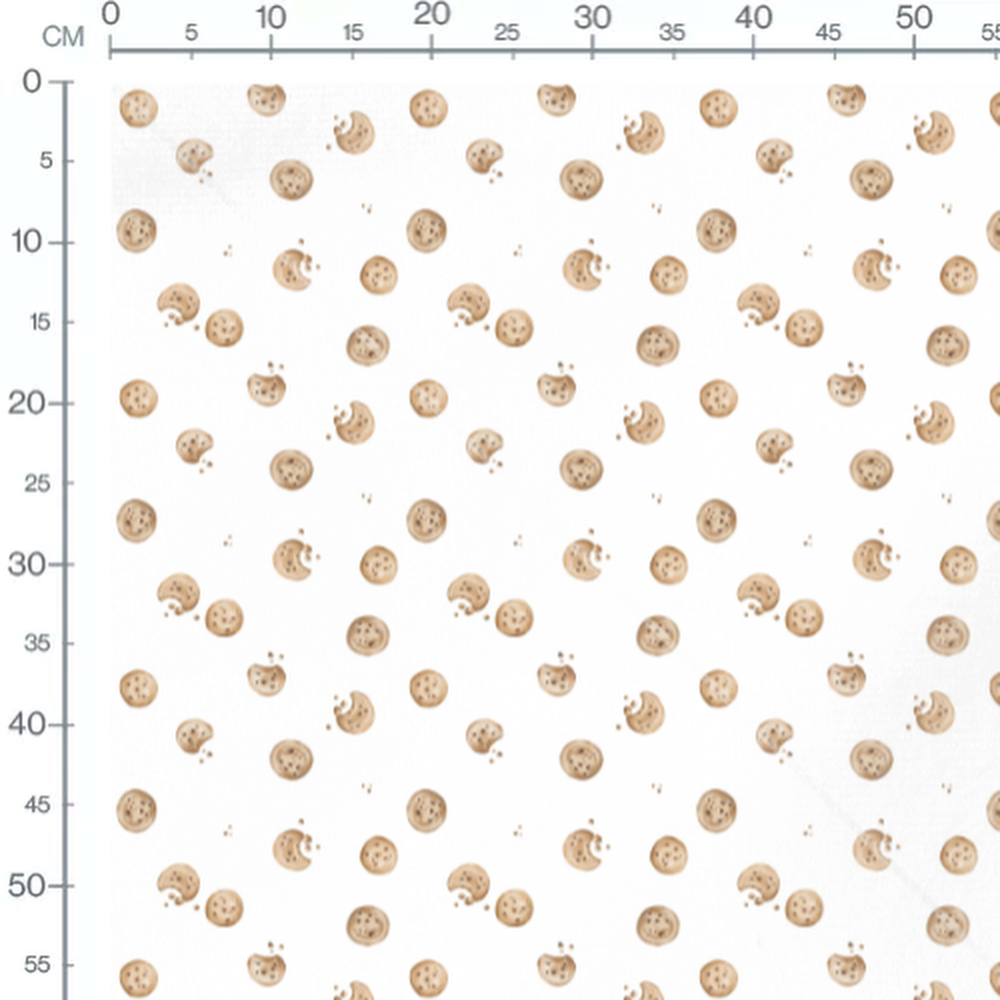 Tissu - Biscuits croqués fond blanc
