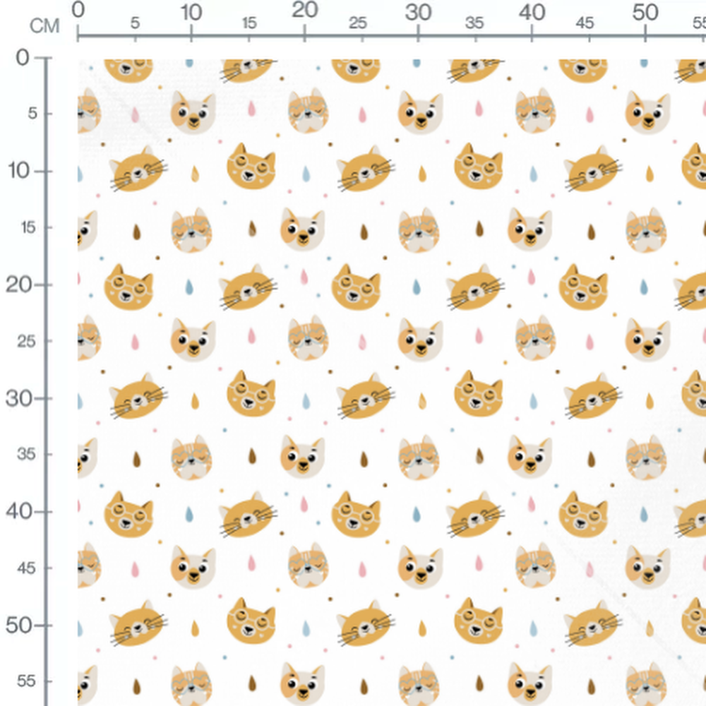 Tissu - Visages de chats amusants