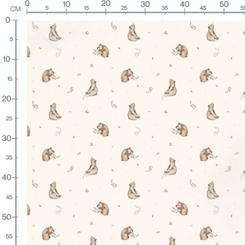 Tissu - Ours aquarelle fond crème