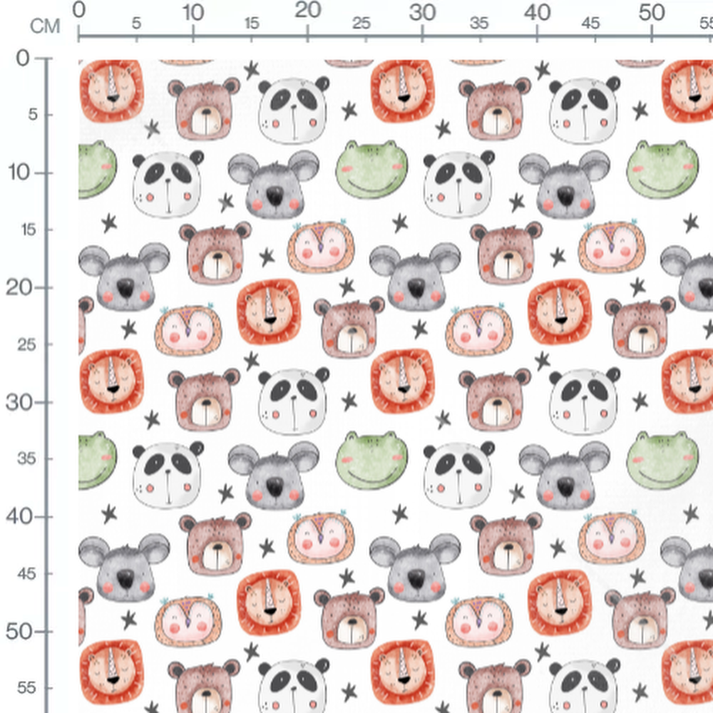 Tissu - Visages d'animaux aquarelle