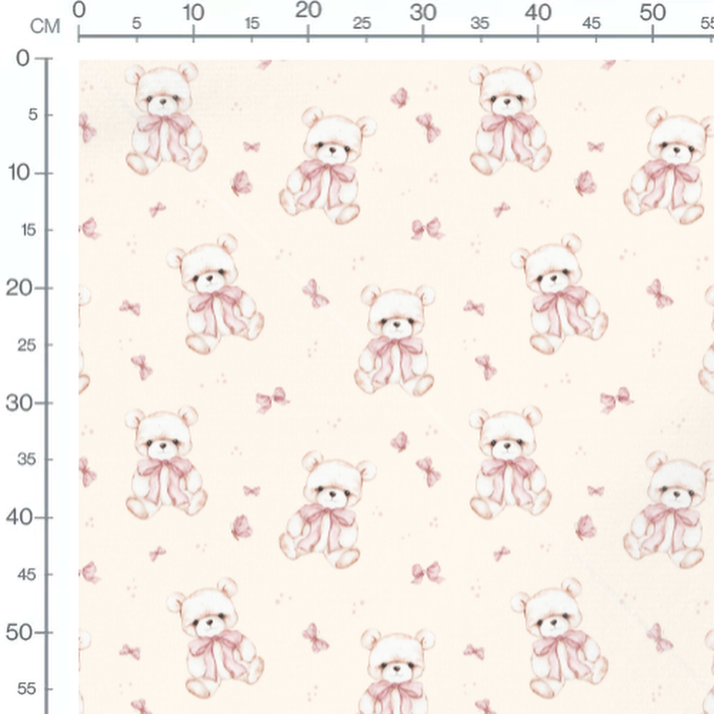 Tissu - Oursons crème et papillons