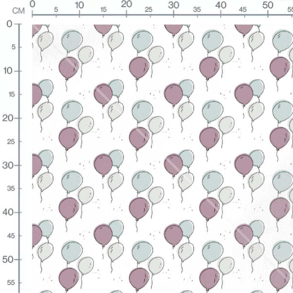 Tissu - Ballons pastel sur fond blanc