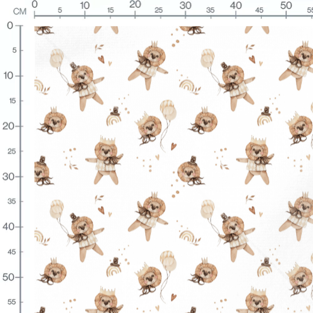 Tissu - Lions couronnés et ballons 2