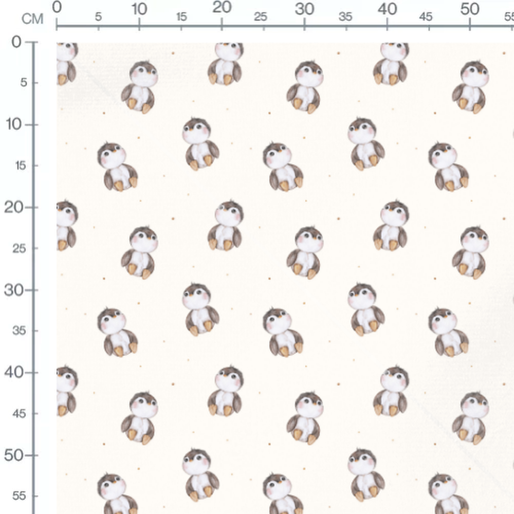 Tissu - Pingouins aquarelle sur crème