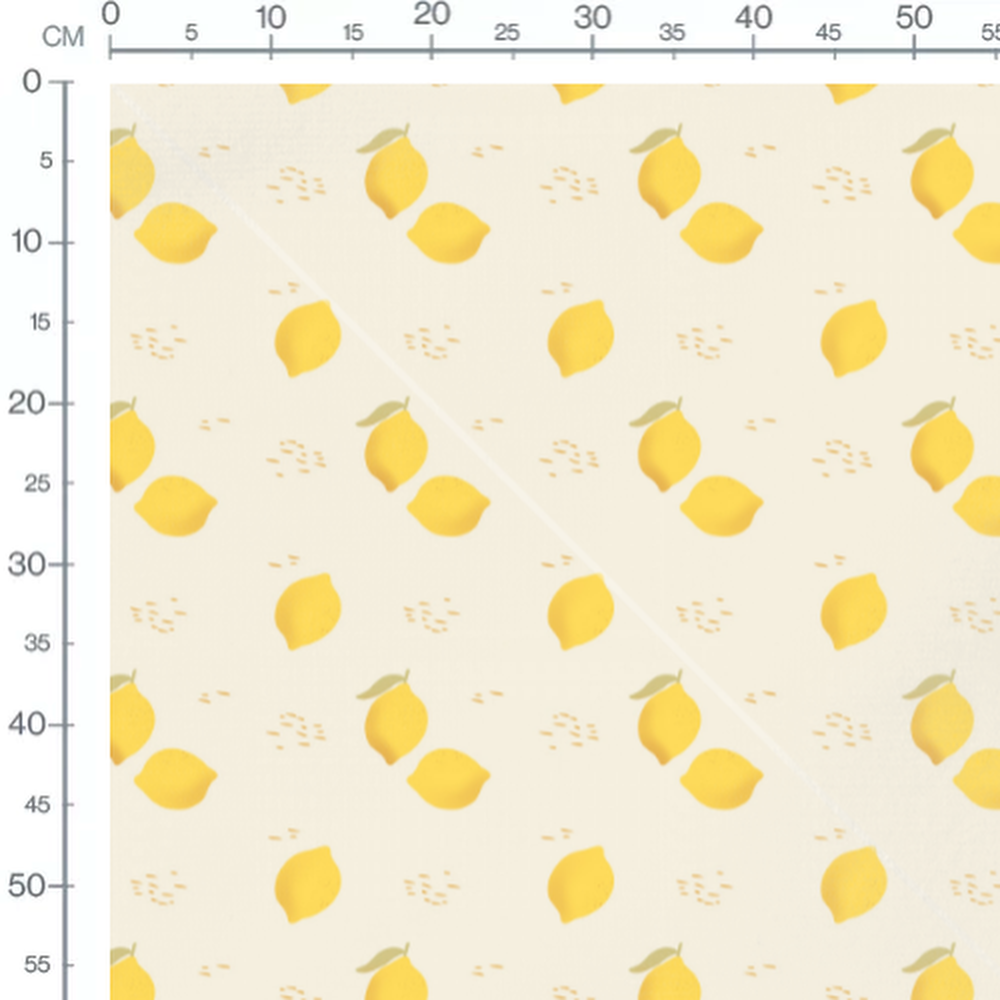 Tissu - Citrons jaunes sur fond crème