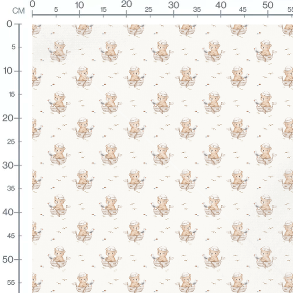 Tissu - Ours marin et mouette