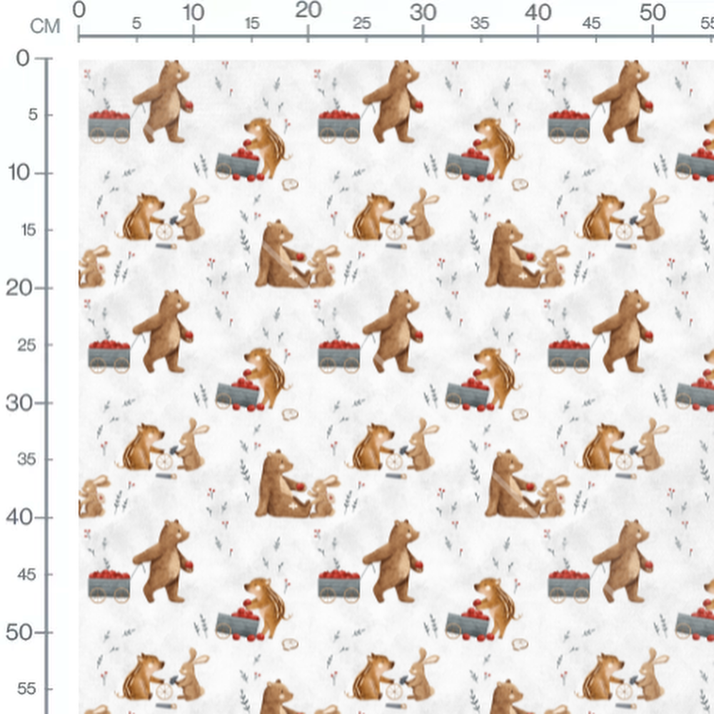 Tissu - Ours et sangliers en balade