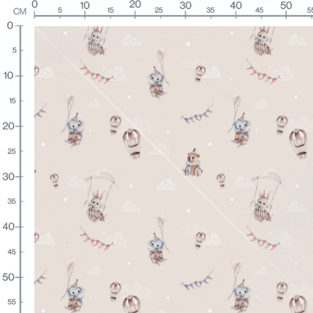 Tissu - Animaux festifs en montgolfières