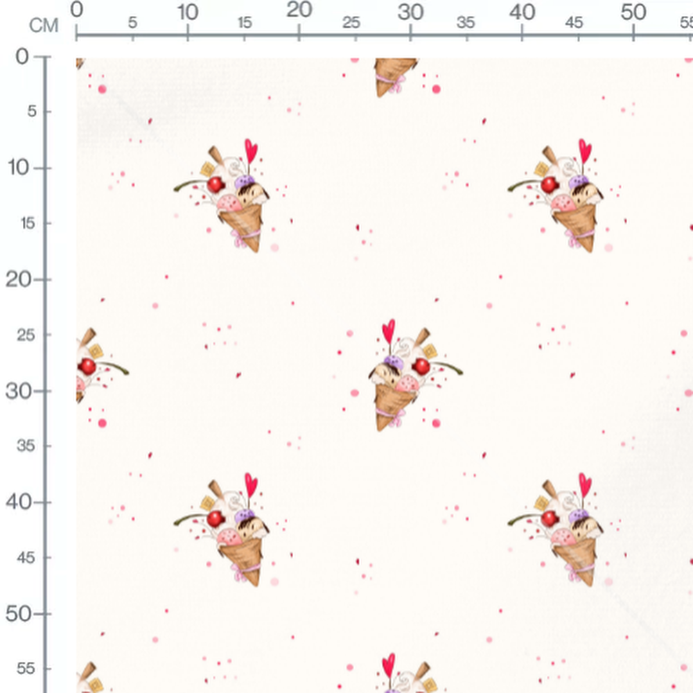 Tissu - Cornets multicolores et cerises