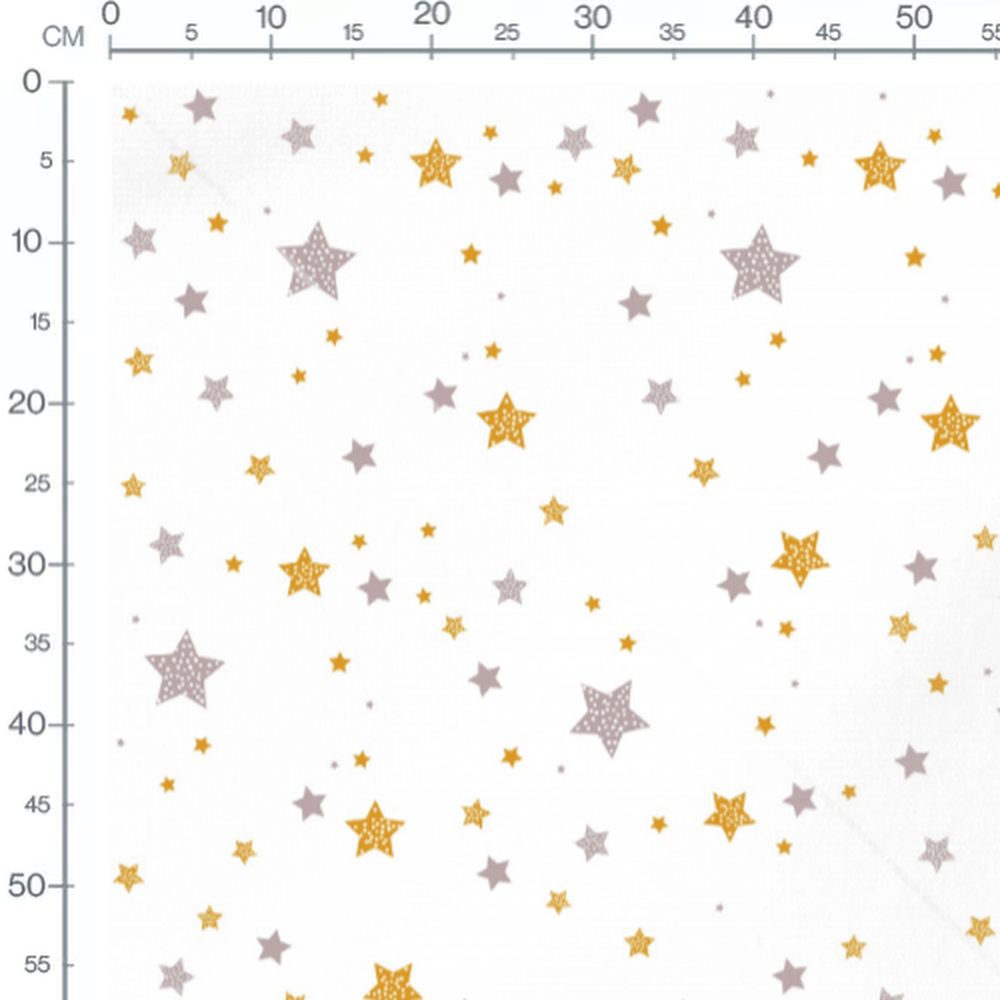 Tissu - Étoiles dorées et grises