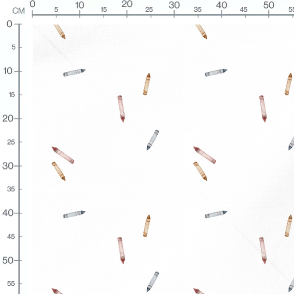 Tissu - Crayons multicolores sur blanc