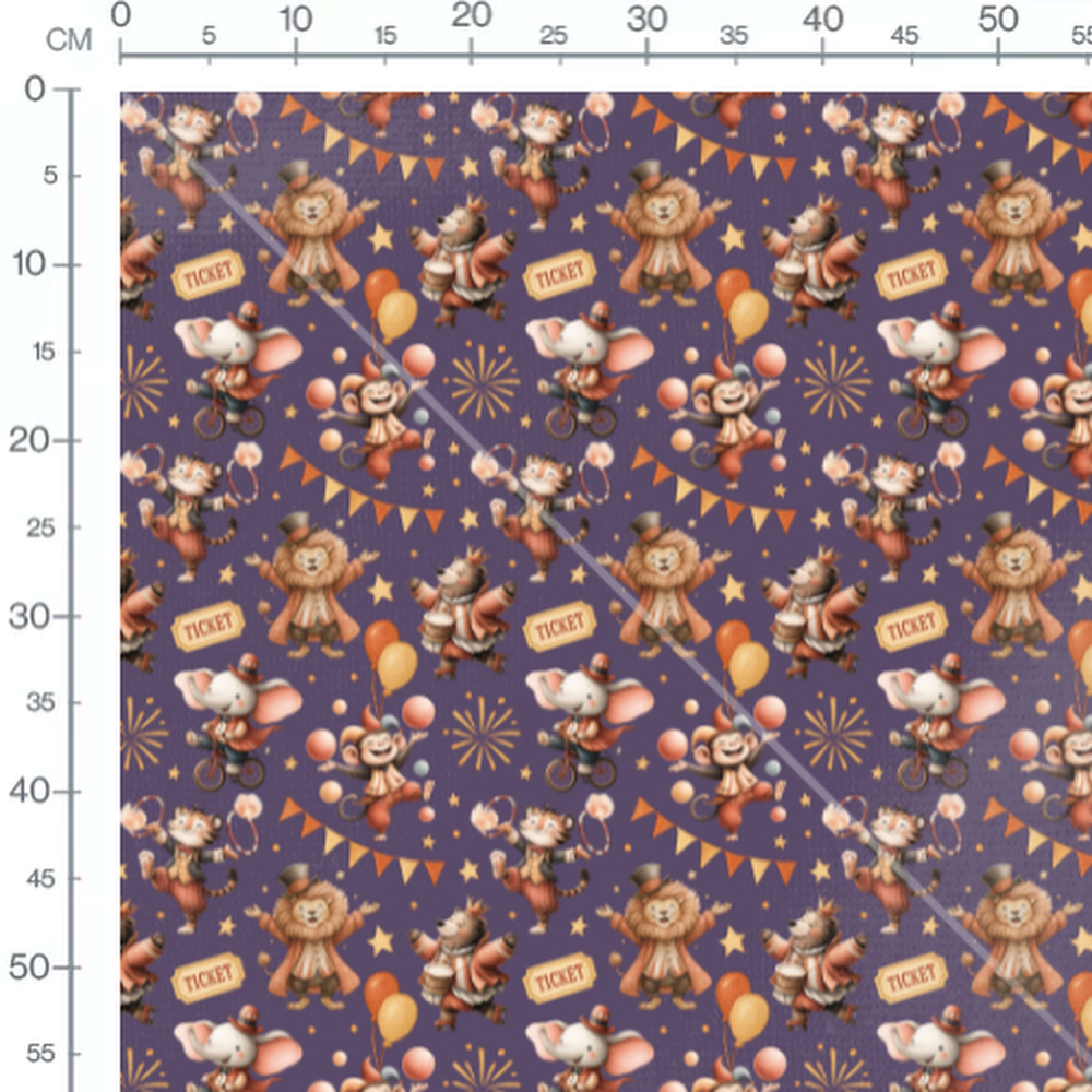Tissu - Cirque festif sur fond violet