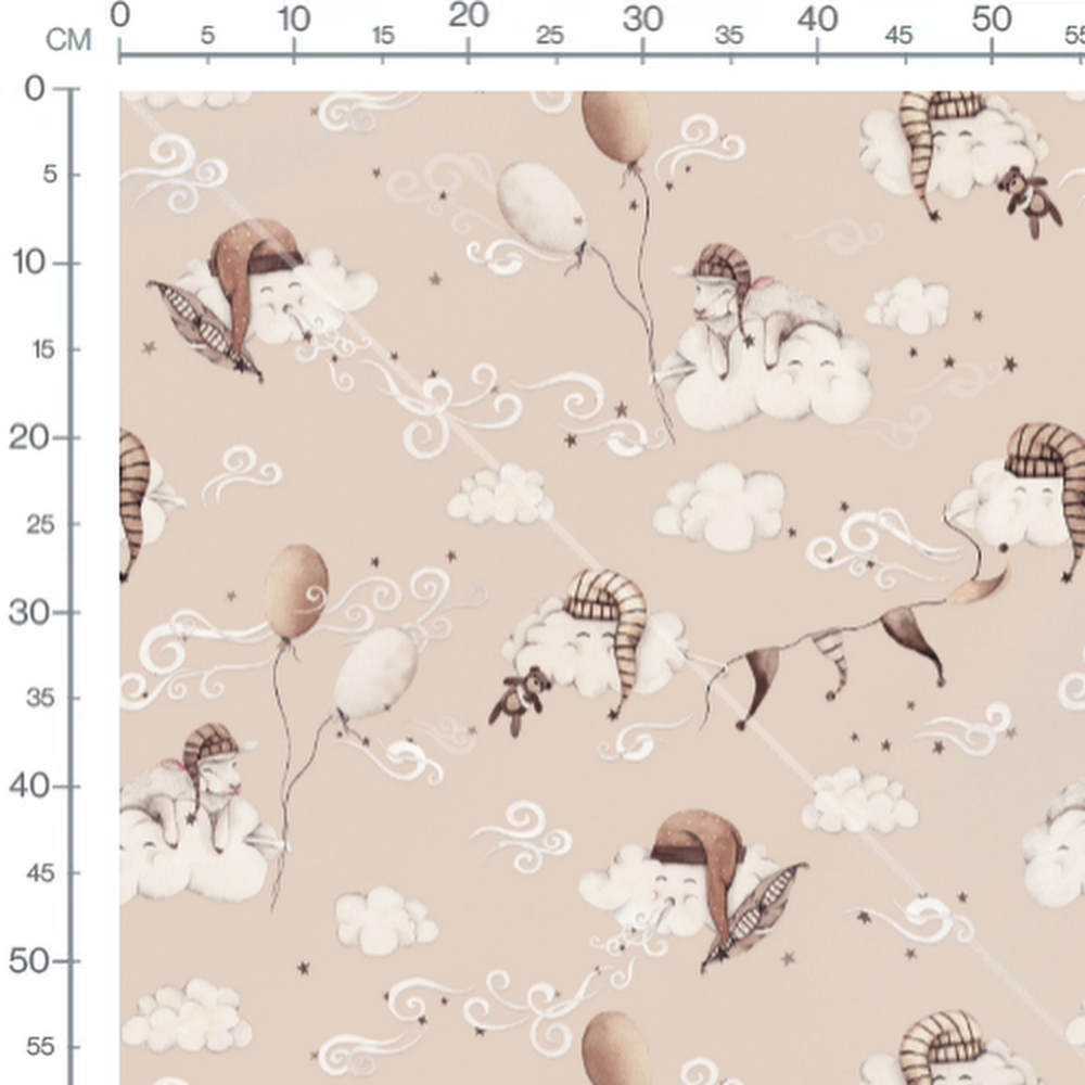 Tissu - Nuages endormis et ballons 3