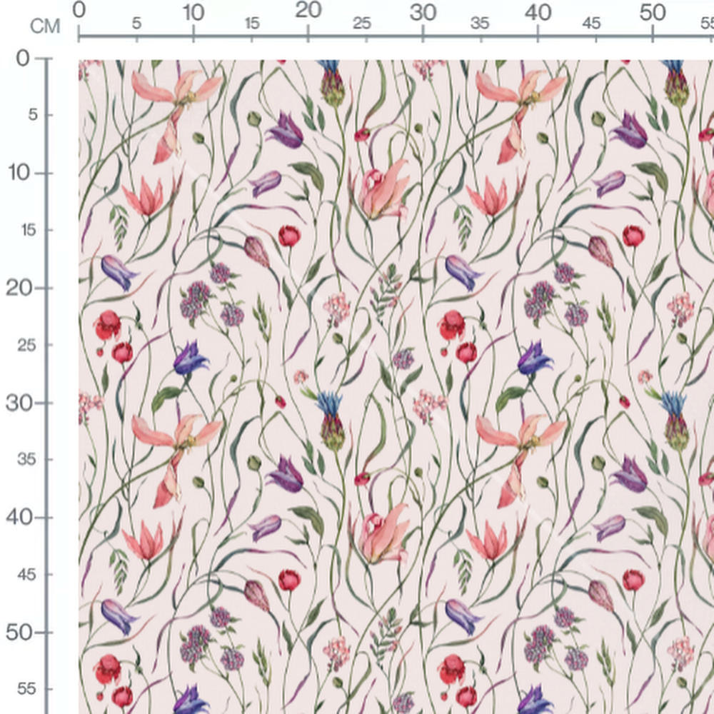 Tissu - Fleurs aquarelle fond clair