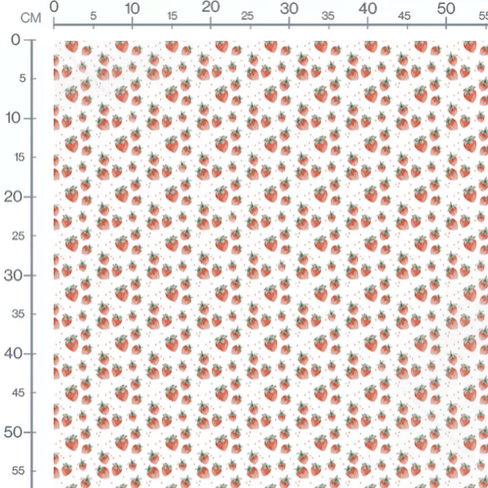 Tissu - Fraises et petits points rouges