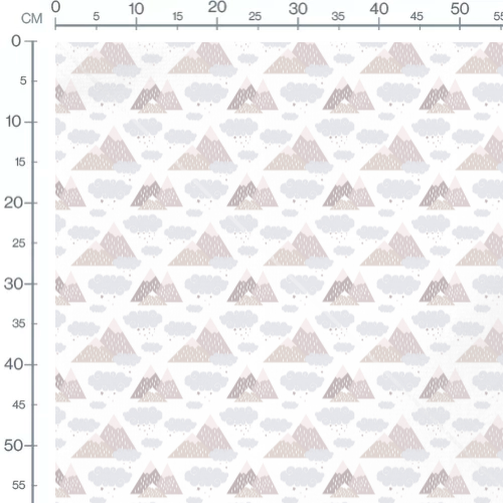 Tissu - Montagnes et nuages pastel