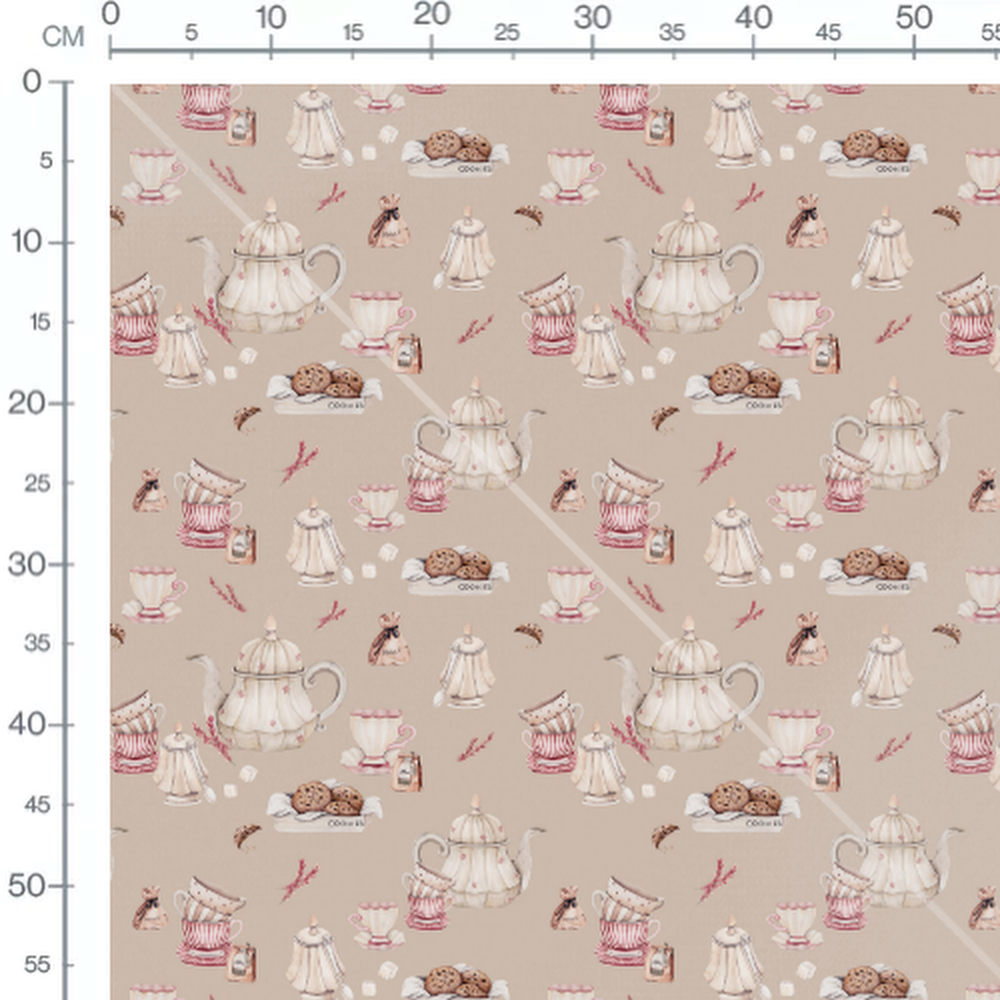 Tissu - Service à thé et biscuits