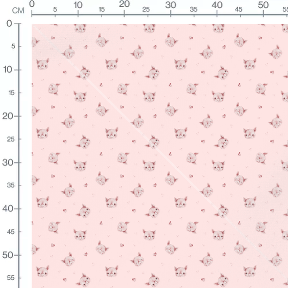 Tissu - Porcelets roses sur fond rose