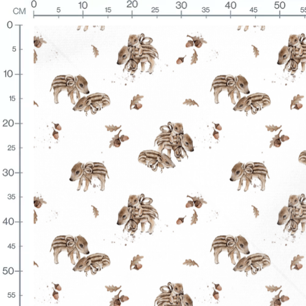 Tissu - Marcassins avec rubans blancs