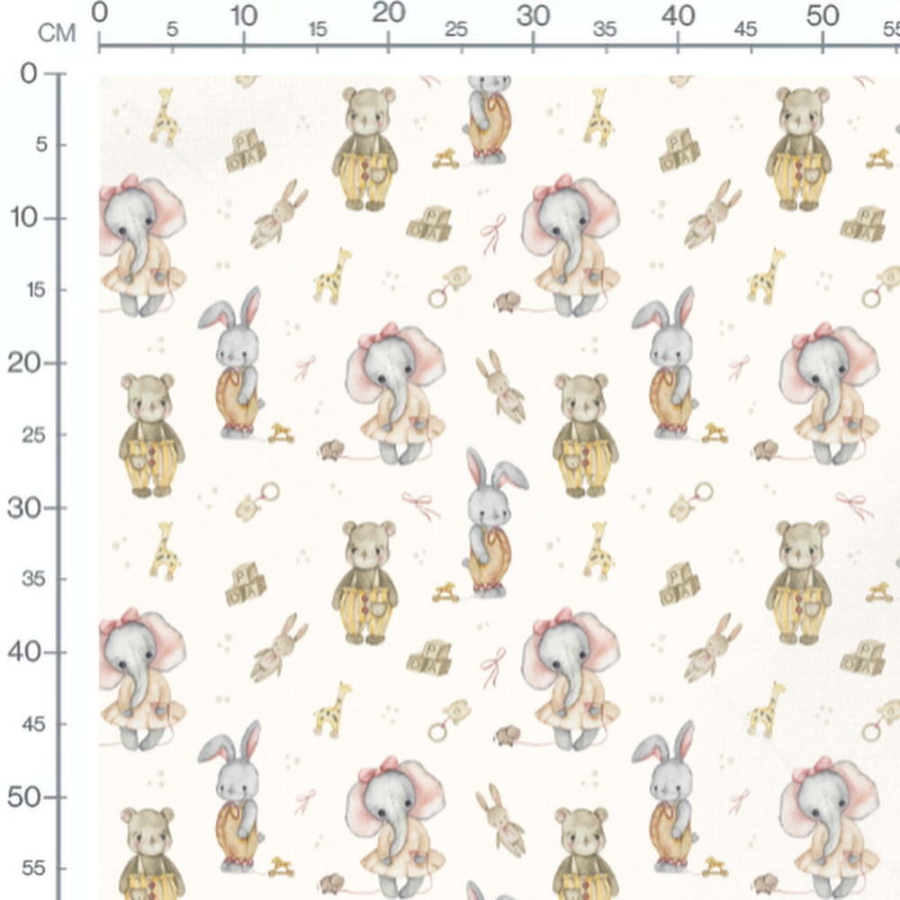 Tissu - Animaux pastel en fête