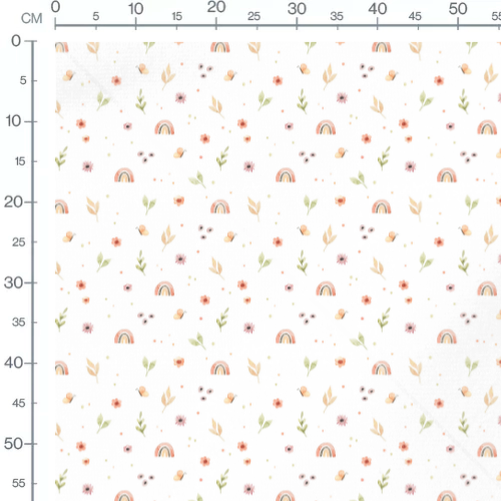 Tissu - Papillons et arcs-en-ciel