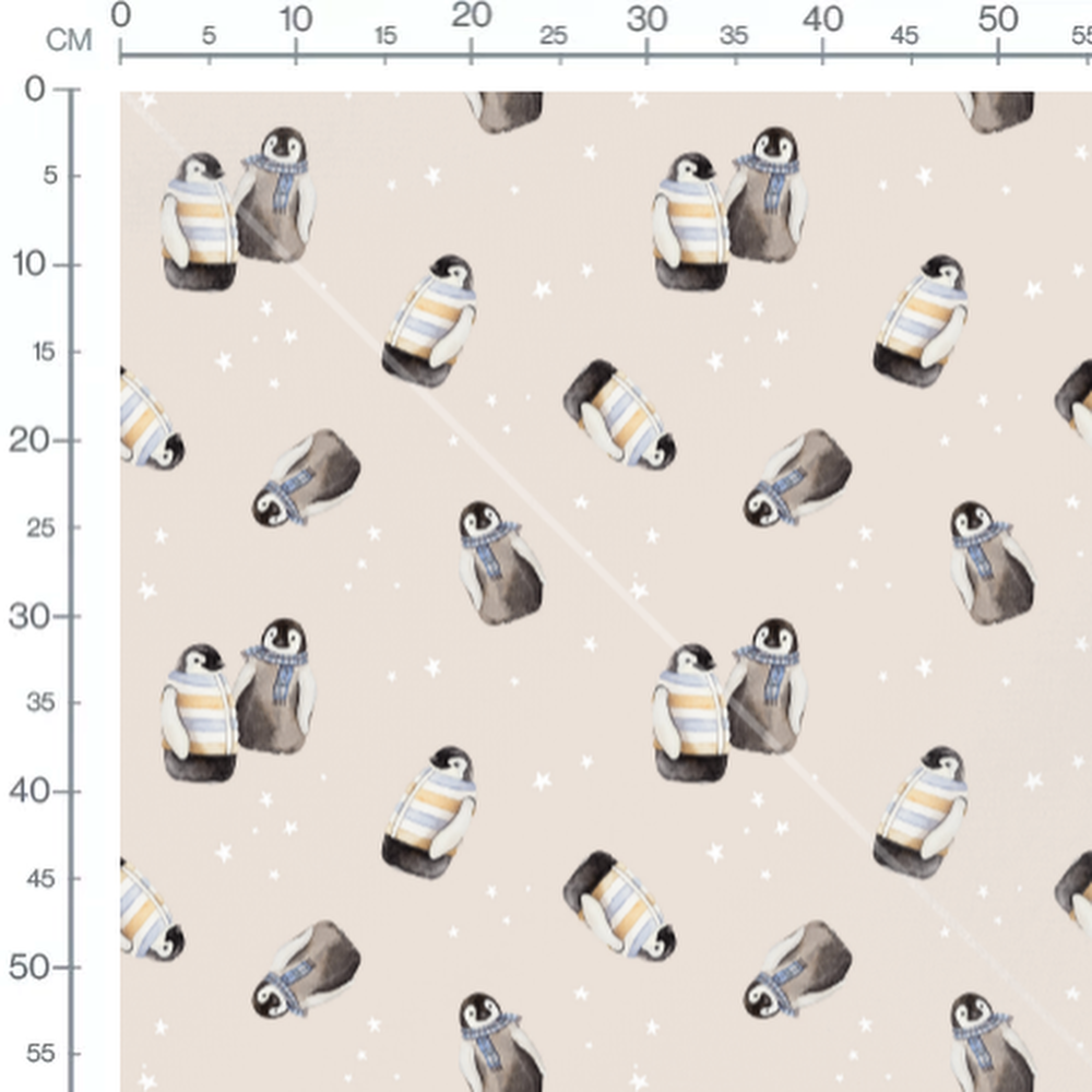Tissu - Pingouins en écharpe et gilet