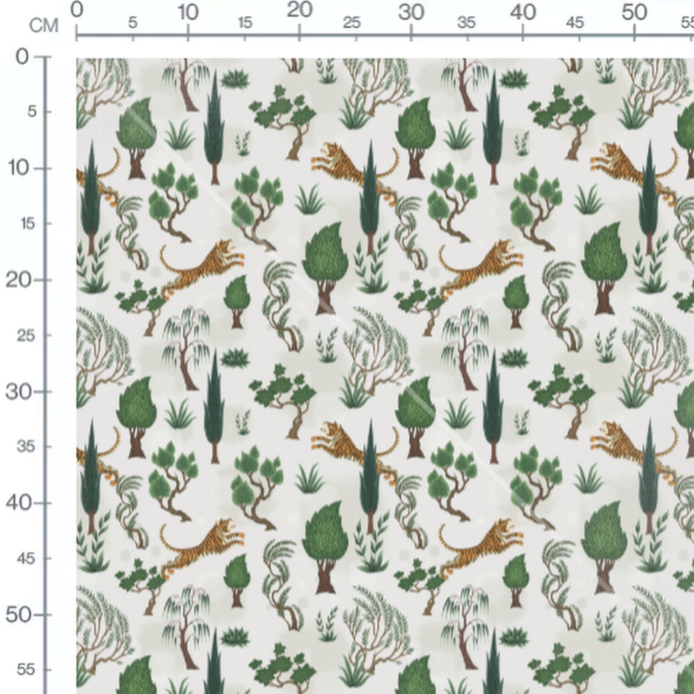 Tissu - Tigres et arbres verts