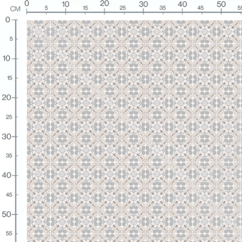 Tissu - Motifs floraux gris et beige