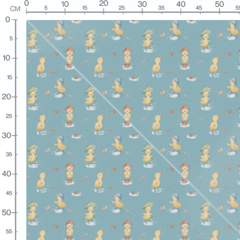 Tissu - Canards sous la pluie
