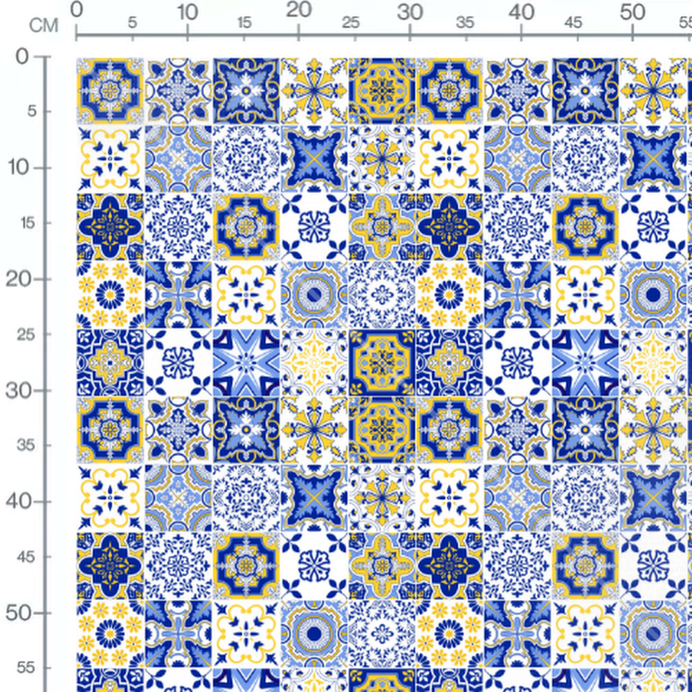 Tissu - Carreaux azulejos colorés