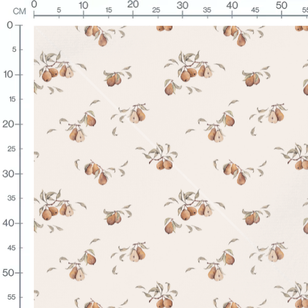 Tissu - Poires sur fond crème