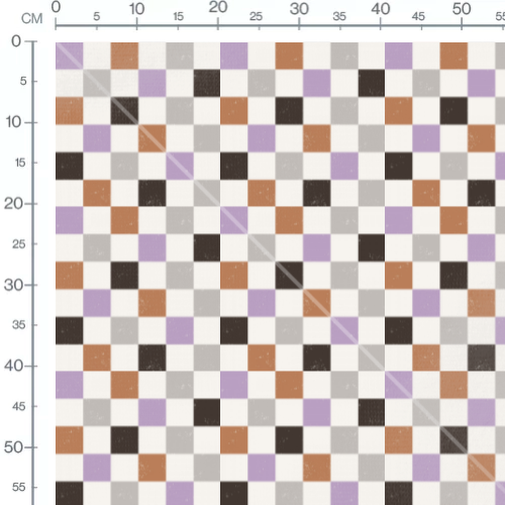 Tissu - Carreaux vintage marron et violet