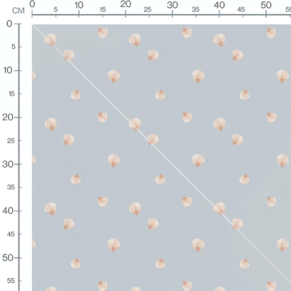 Tissu - Coquillages beiges et étoiles