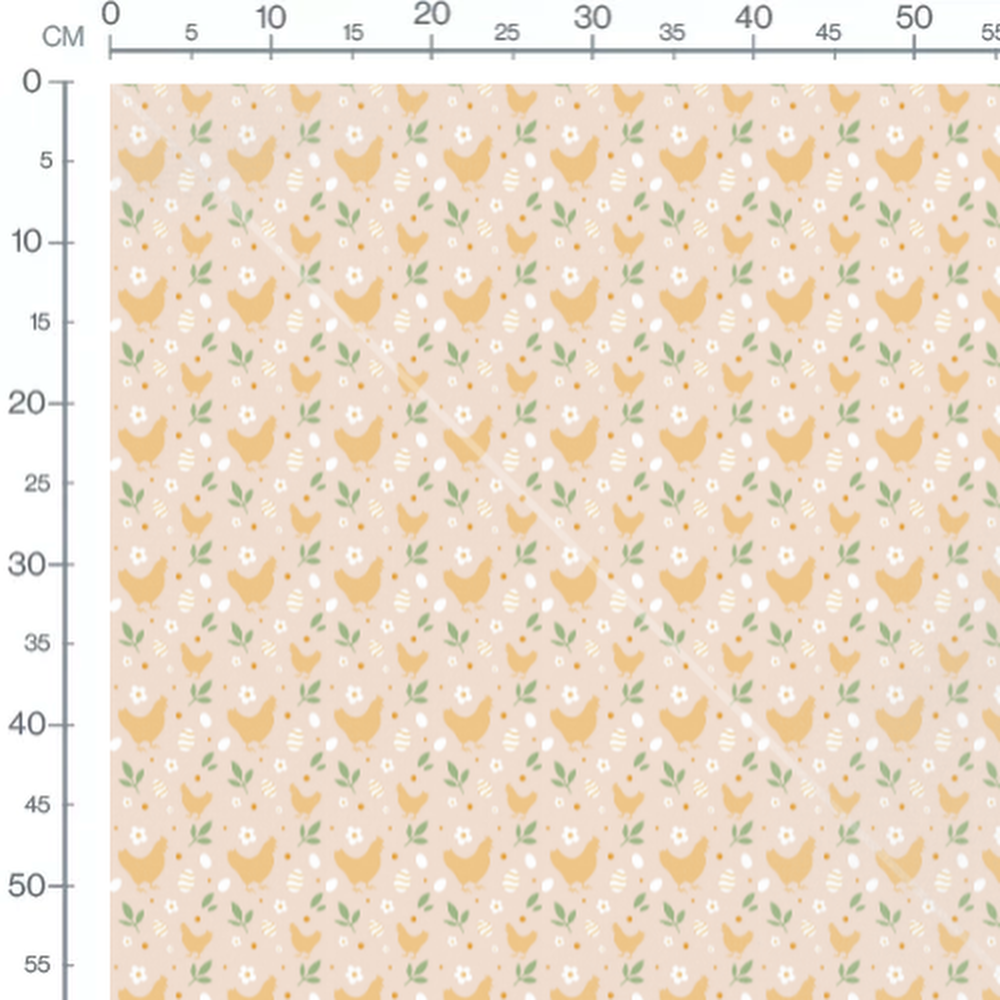 Tissu - Poules et œufs de Pâques