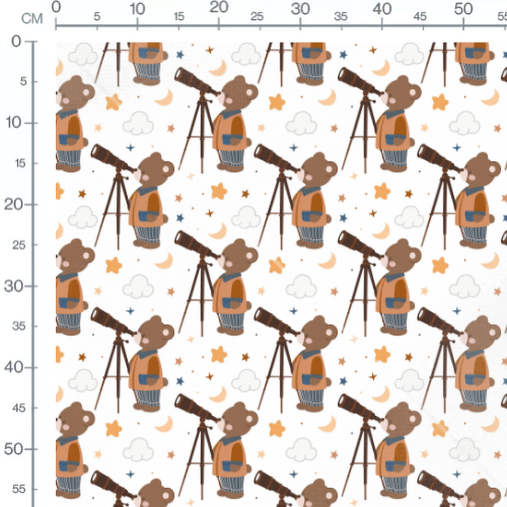 Tissu - Oursons et télescopes