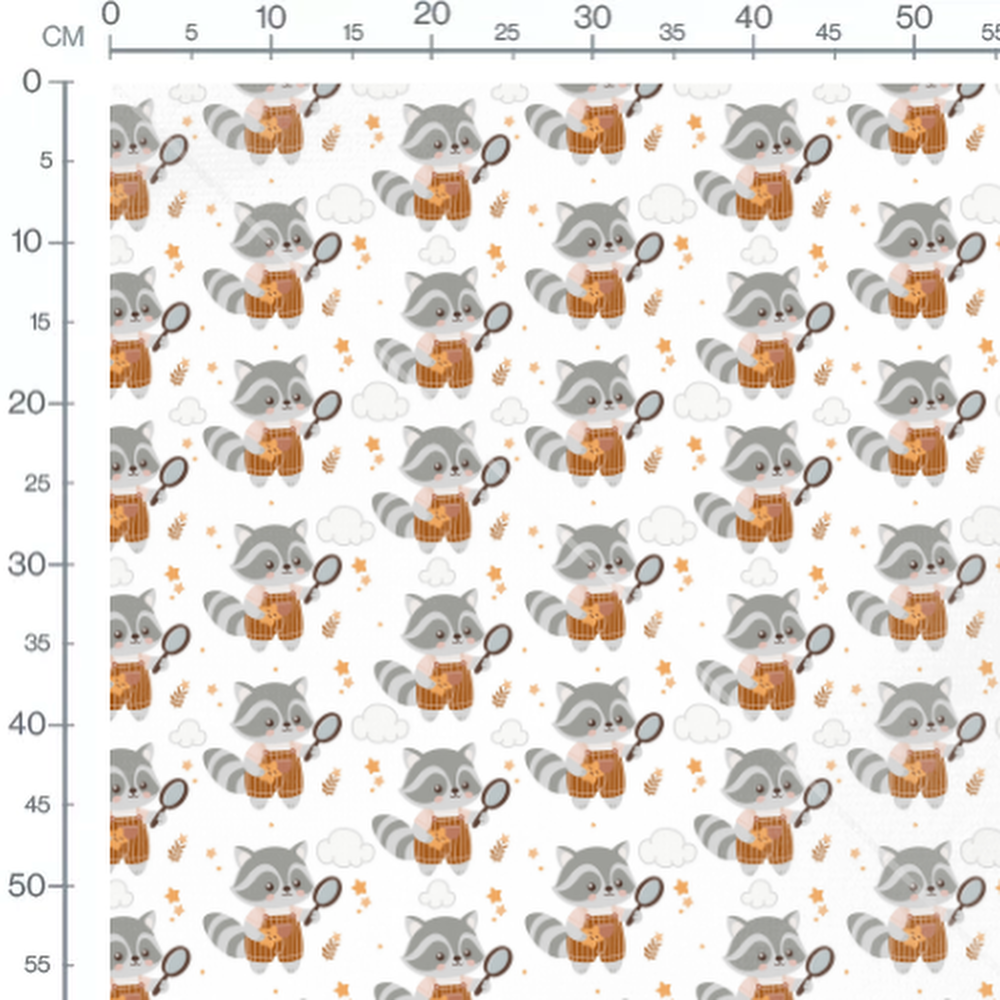 Tissu - Raton laveur avec loupe