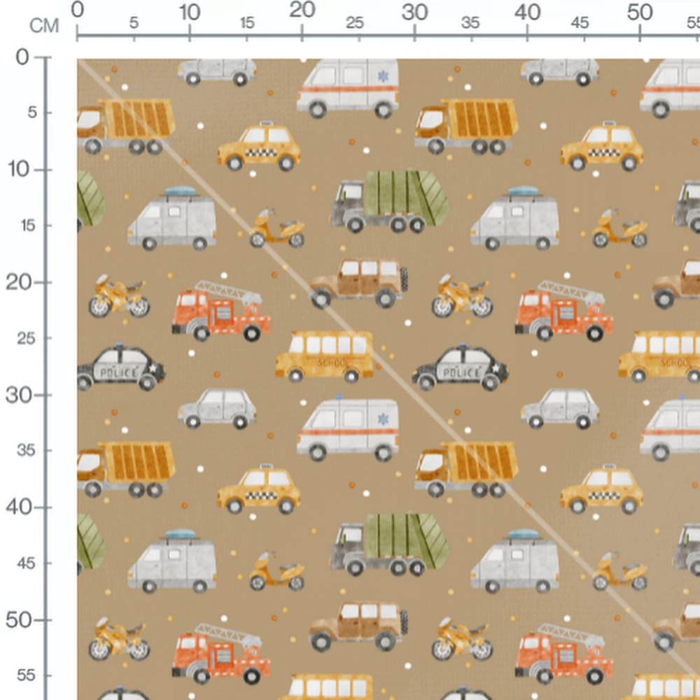 Tissu - Véhicules variés et taxis