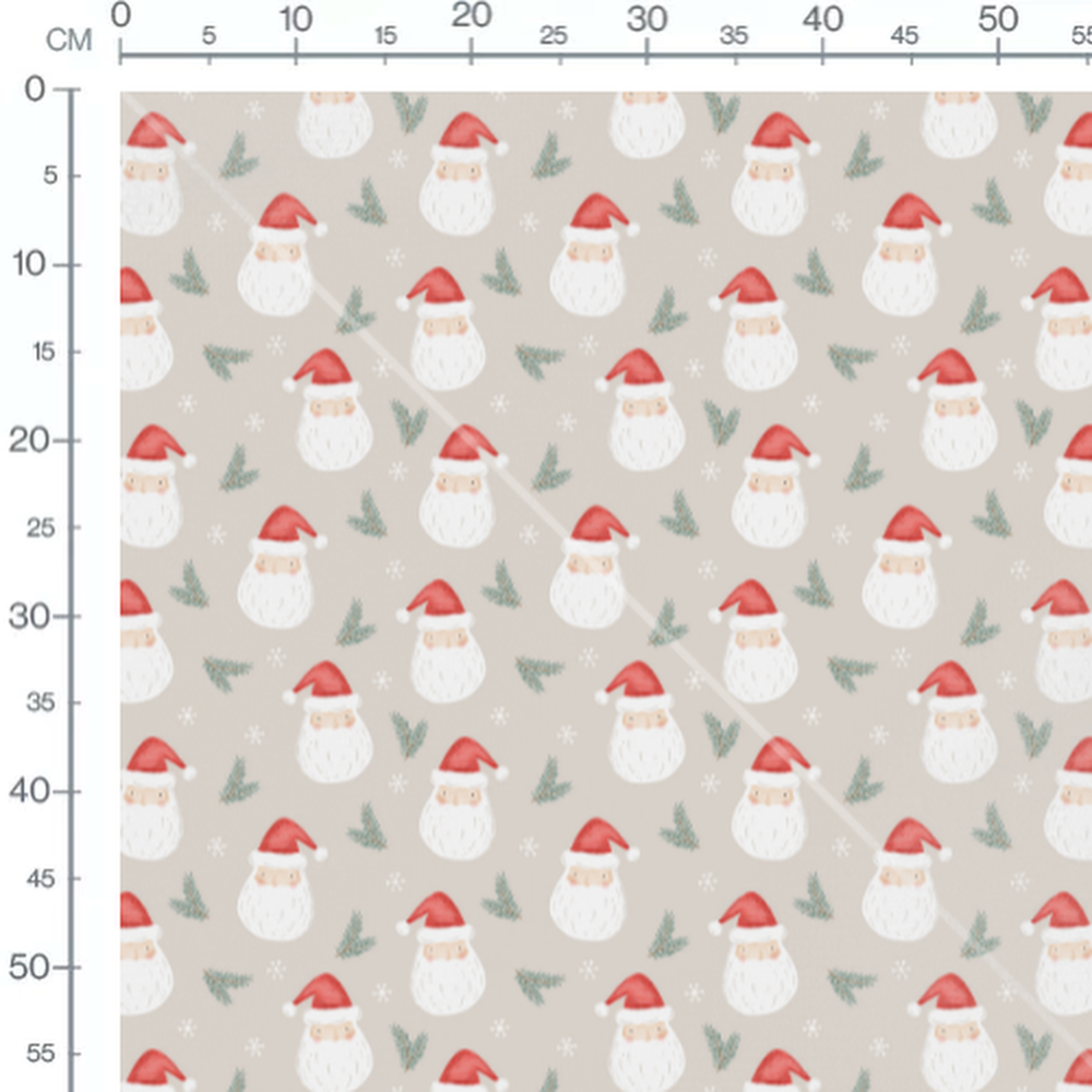 Tissu - Pères Noël sur fond beige