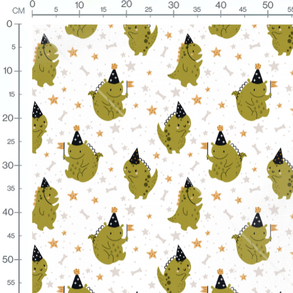 Tissu - Dinosaures avec chapeaux de fête