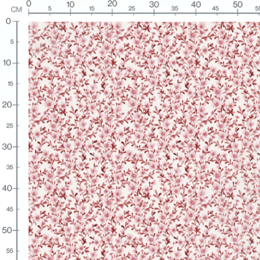 Tissu - Fleurs roses et feuillage doux
