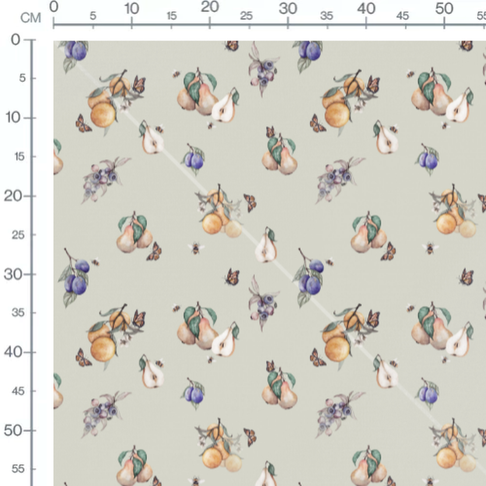 Tissu - Fruits doux et papillons