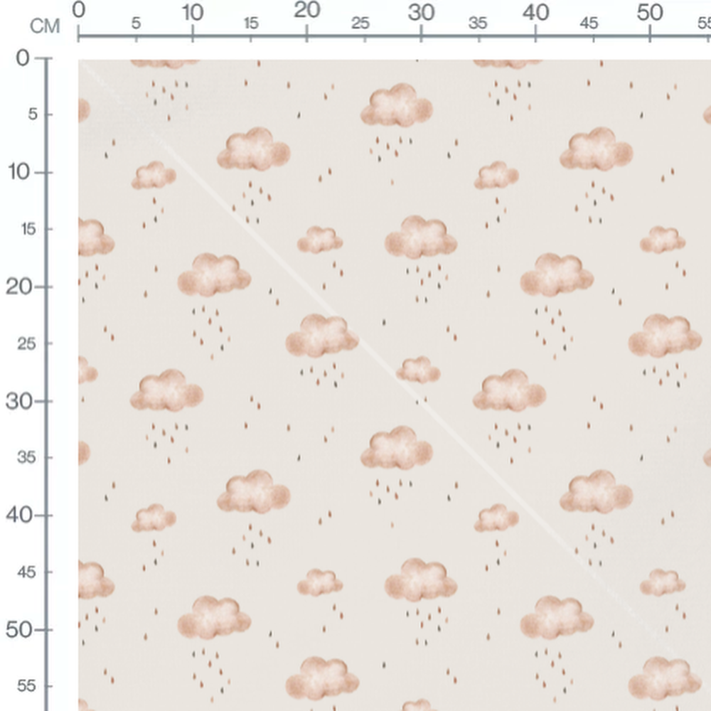 Tissu - Nuages et gouttes pastel