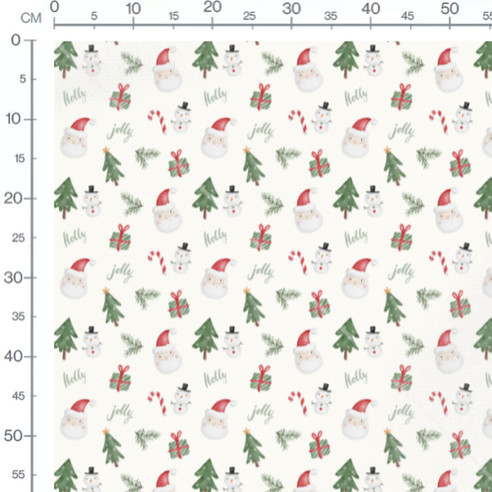 Tissu - Père Noël et bonhommes de neige