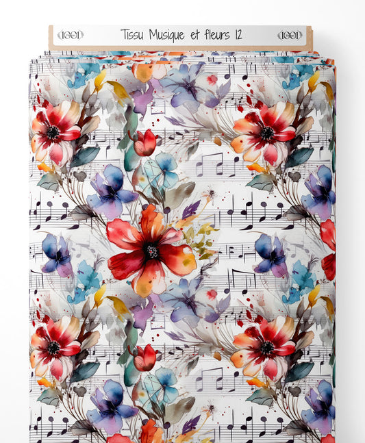 Tissu - Musique et fleurs 12