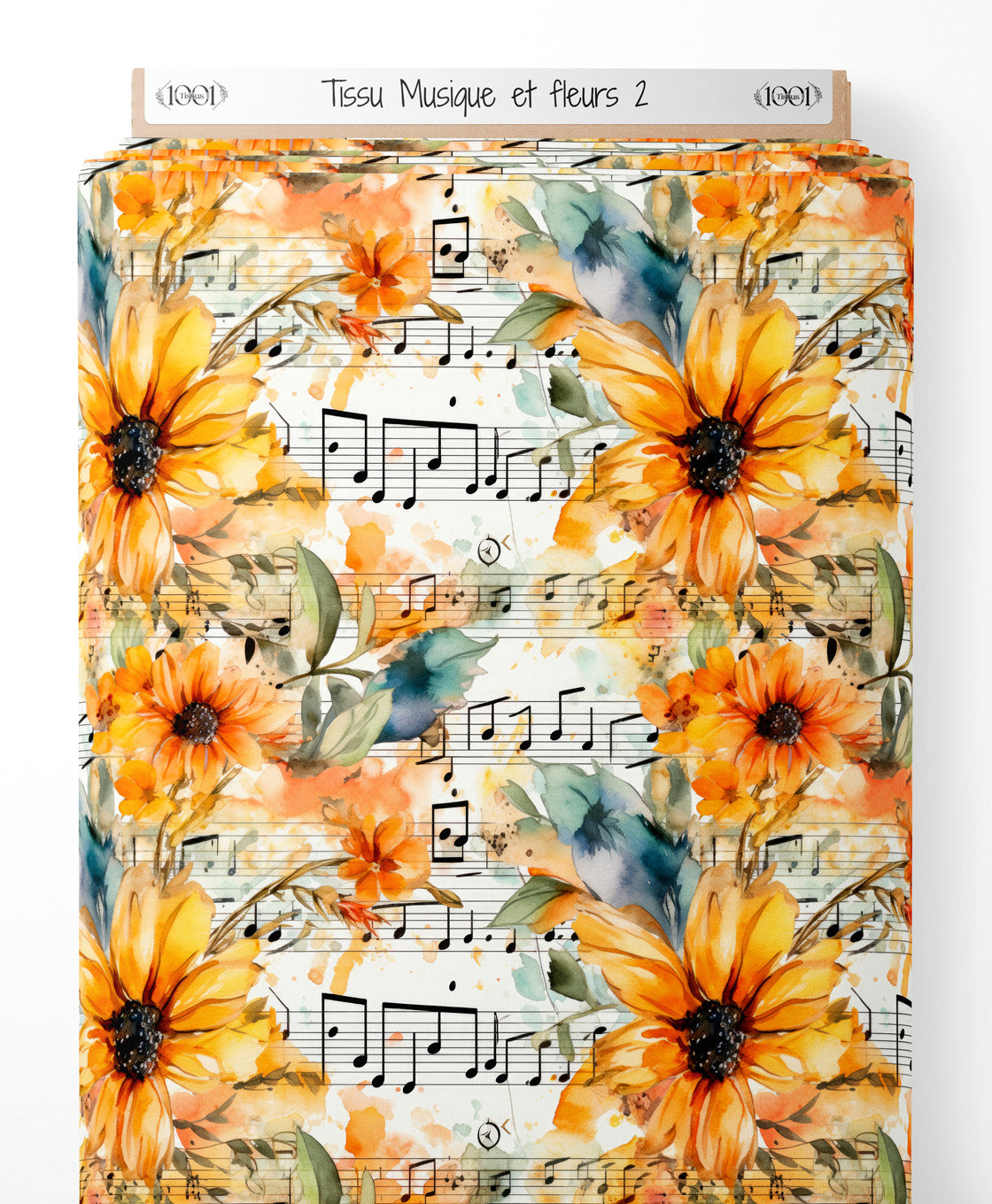 Tissu - Musique et fleurs 2
