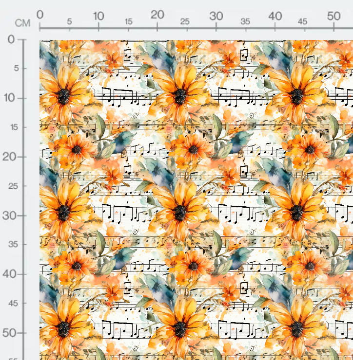 Tissu - Musique et fleurs 2