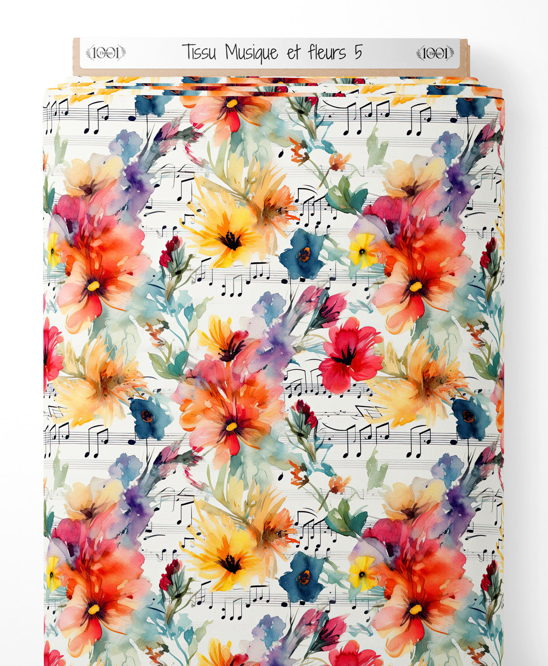 Tissu - Musique et fleurs 5