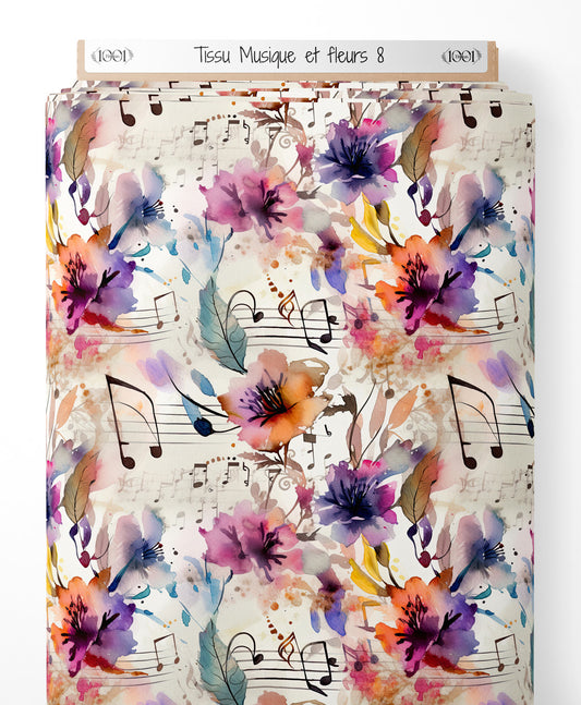 Tissu - Musique et fleurs 8